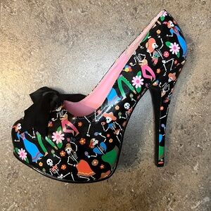 Pinup Couture Dia de Los Muertos Platform Heels Day of the Dead